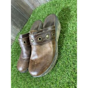 BOC‎ Women's Leather Clogs Slip On Mules Brown Size 8M Comfort Shoes